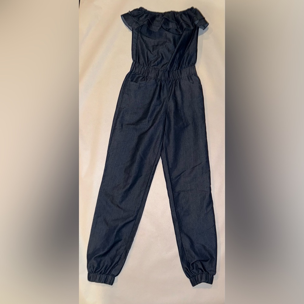 Gold Drama Navy Jumpsuit SZ S
